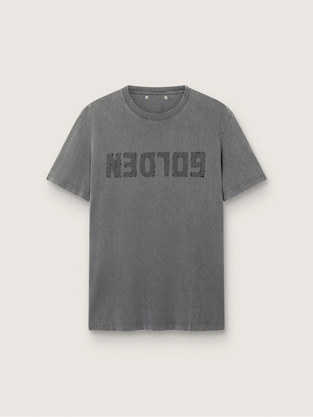 Golden Goose Gray Reverse 'Golden' Logo Short Sleeve Tee